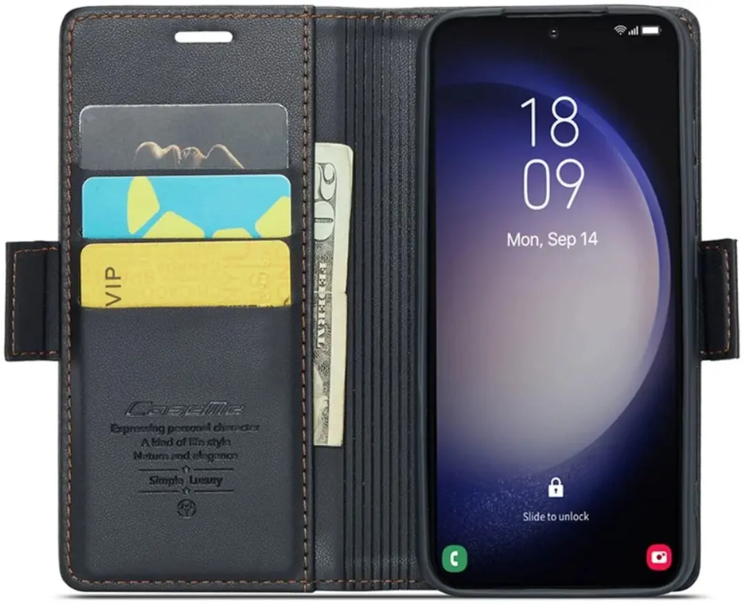 Caseme 023 RFID Hoesje Samsung Galaxy S24 - 3 Pasjes - Zwart