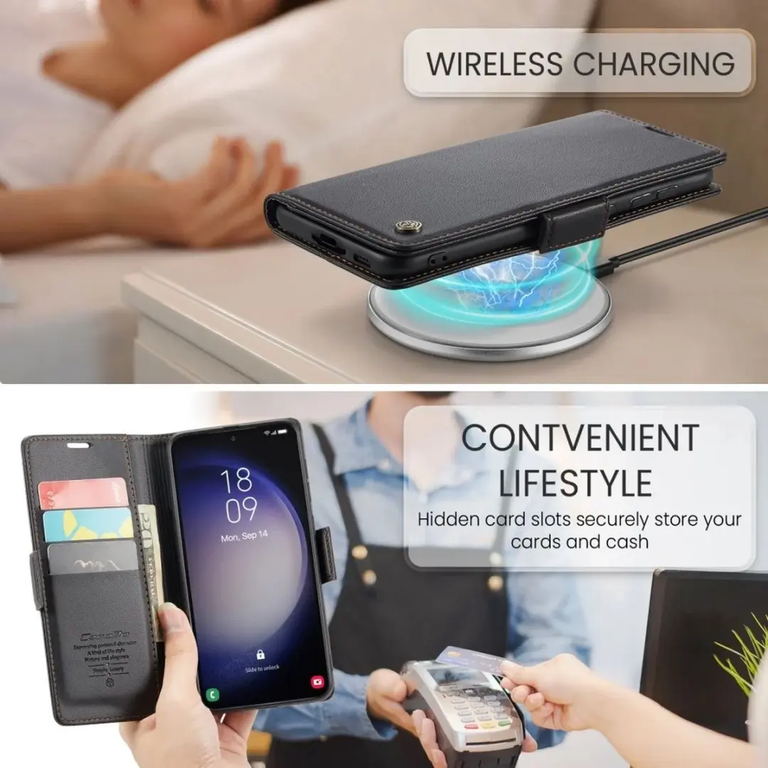 Caseme 023 RFID Hoesje Samsung Galaxy S24 - 3 Pasjes - Zwart