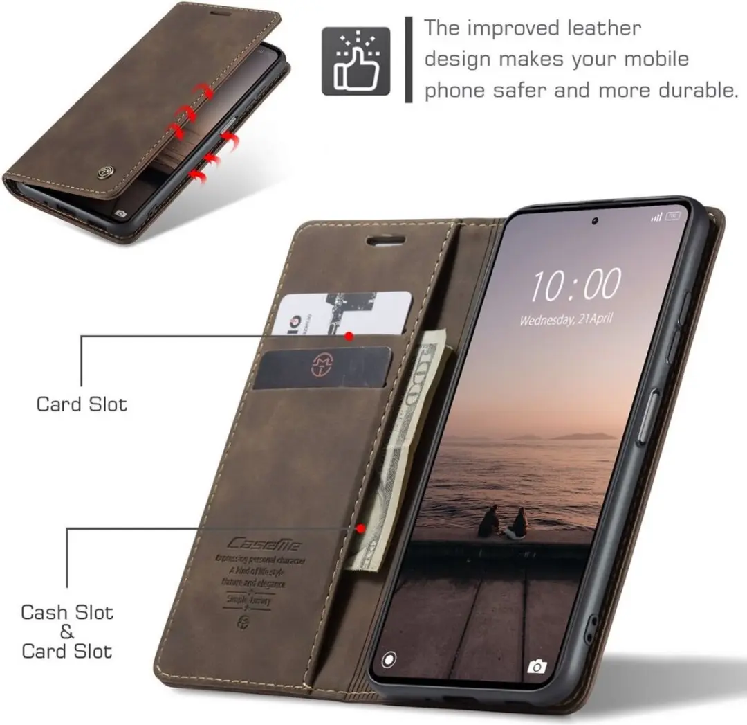 Caseme 013 Xiaomi Redmi Note 12 Pro+ Hoesje - 2 Pasjes - Coffee