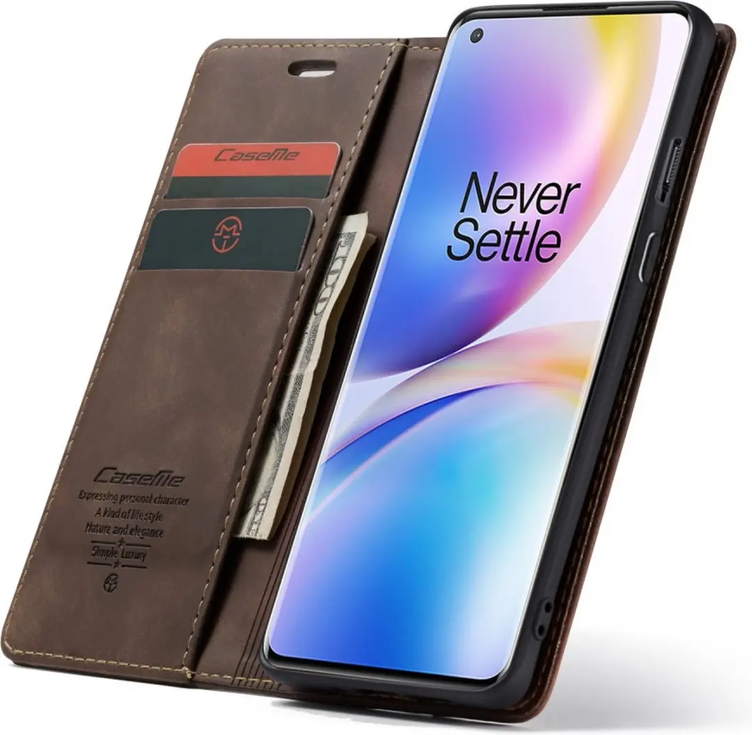 Caseme Book Case OnePlus 8 Pro - Donkerbruin