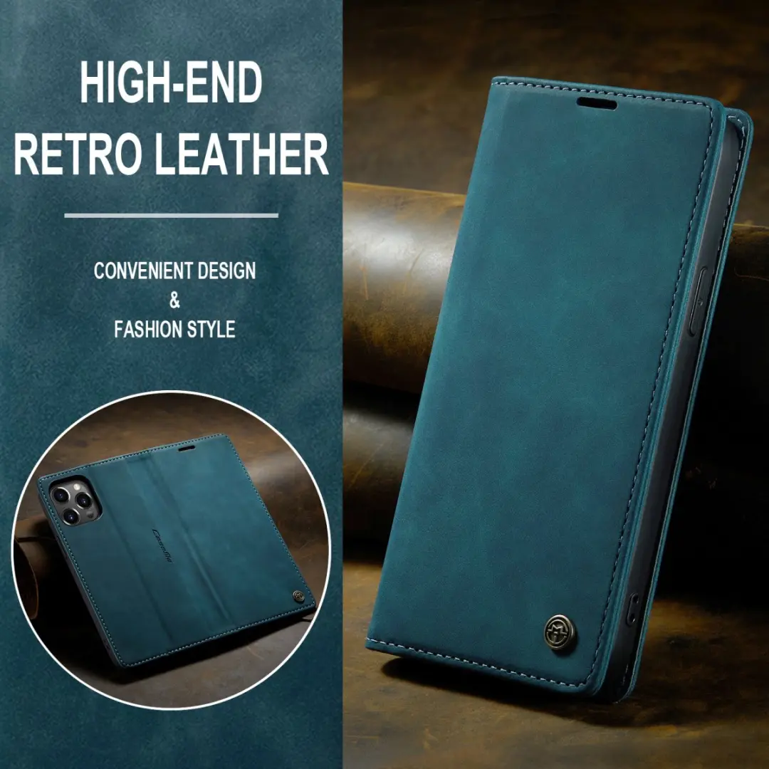 Caseme Retro Wallet Case CSM-39249 - iPhone 15 Pro - Blauw