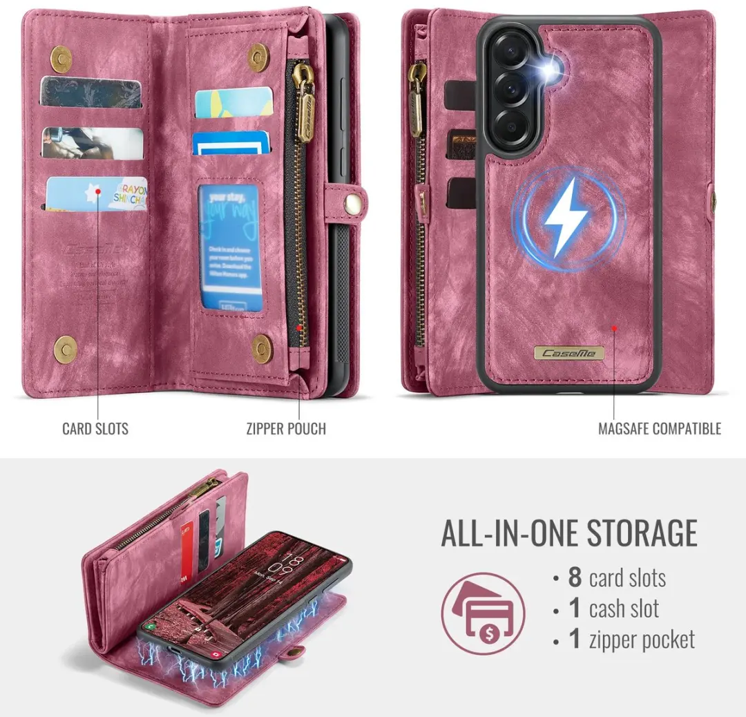 Caseme 008 2-in-1 Book Case & Back Cover - Samsung Galaxy A57 - Pink