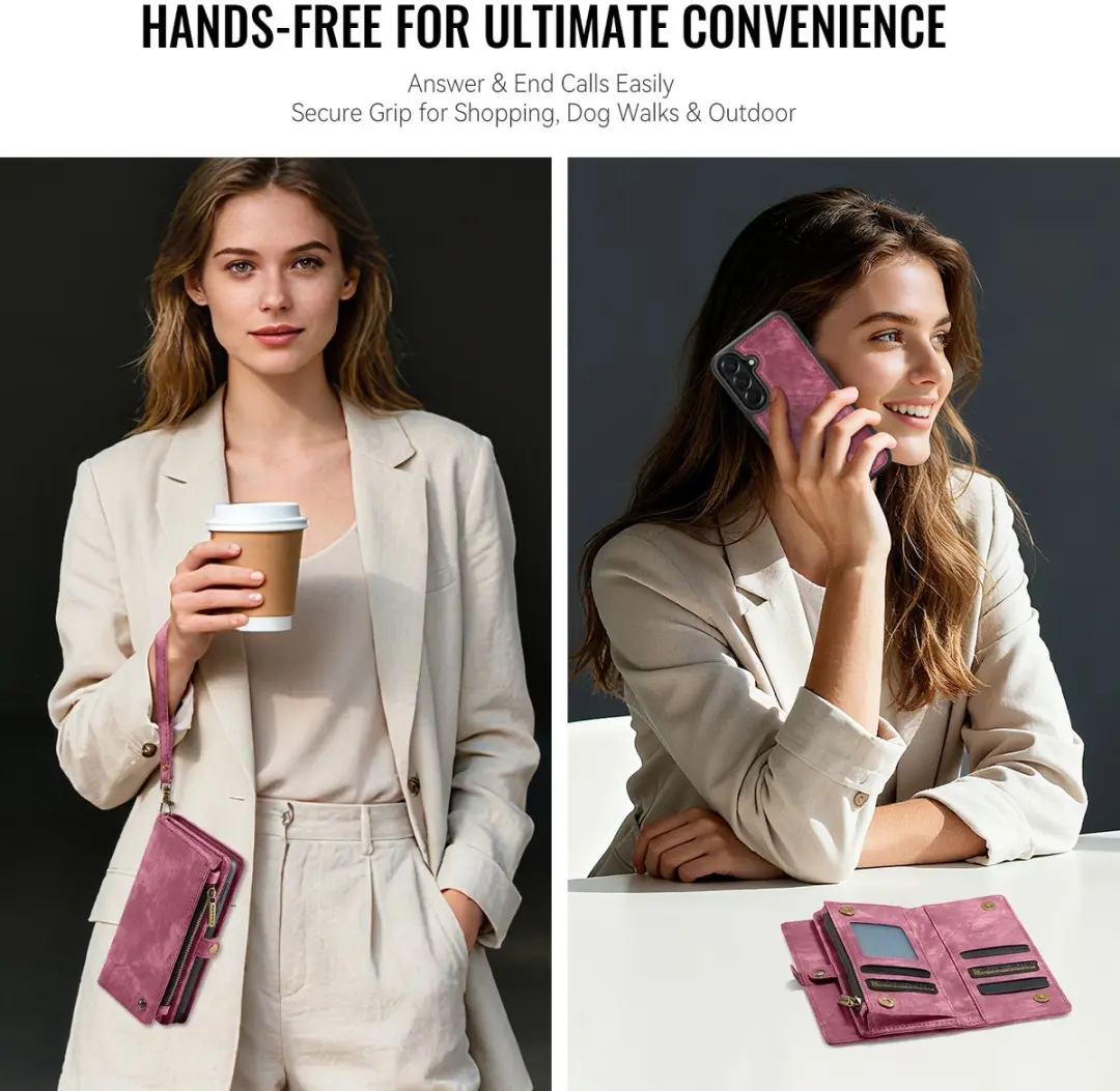 Caseme 008 2-in-1 Book Case & Back Cover - Samsung Galaxy A57 - Pink