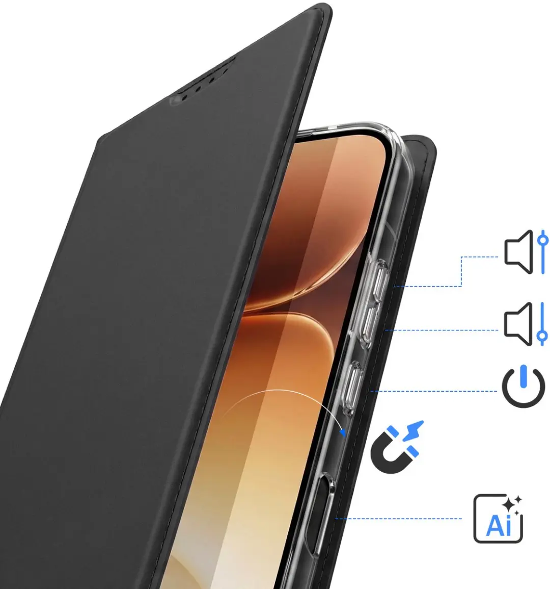 Dux Ducis Hoesje Honor 600 Pro FOLIO-PRO-BK-H600X - Zwart