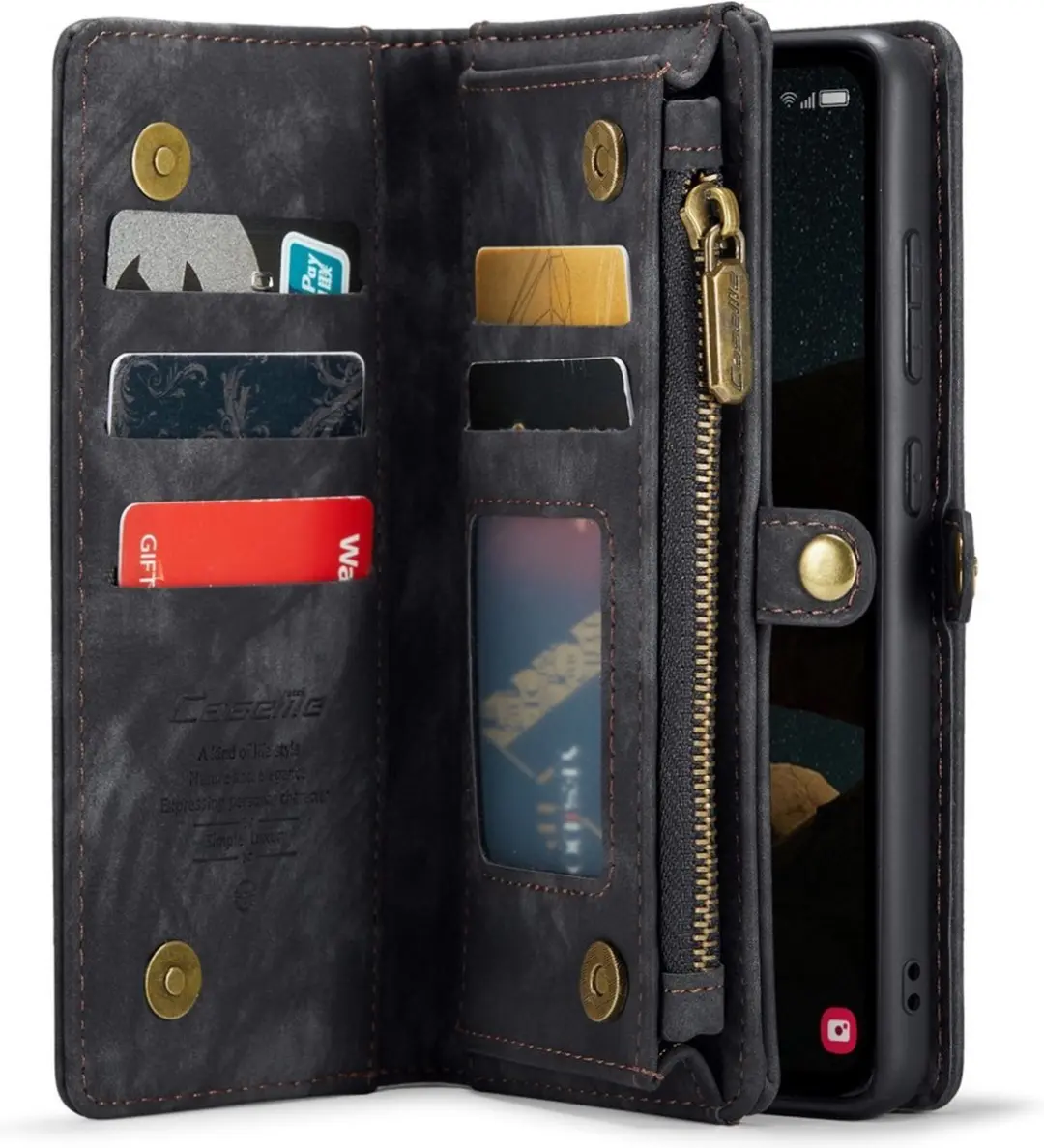 Caseme 008 Hoesje Samsung Galaxy A55 - 2-in-1 Book Case & Portemonnee - Zwart