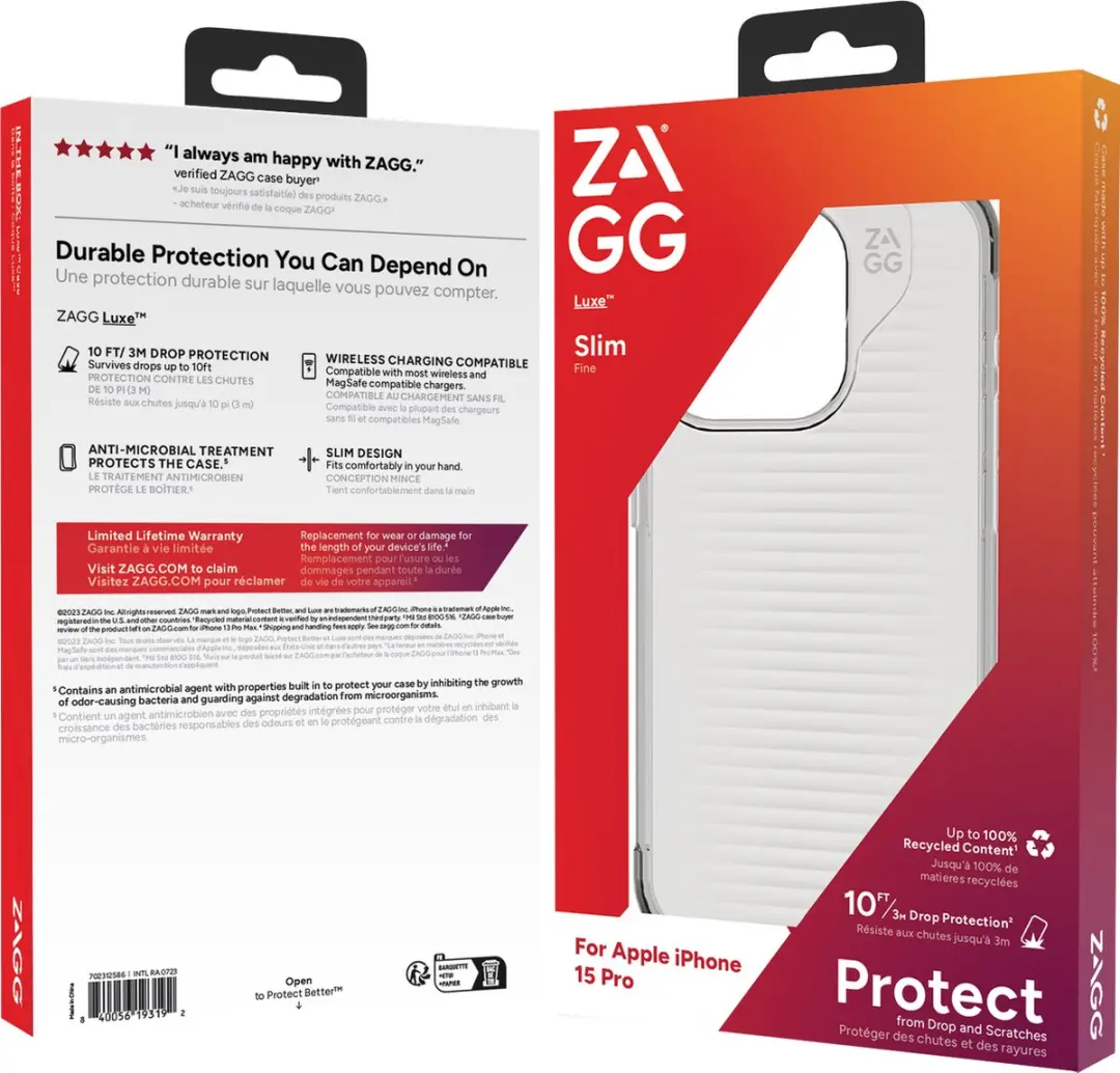 ZAGG iPhone 15 Pro Luxe Hoesje - Transparant - 840056193192