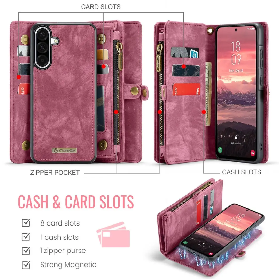 Caseme 008 Hoesje Samsung Galaxy A17 - 2-in-1 Book Case & Portemonnee - 8 Pasjes - Pink
