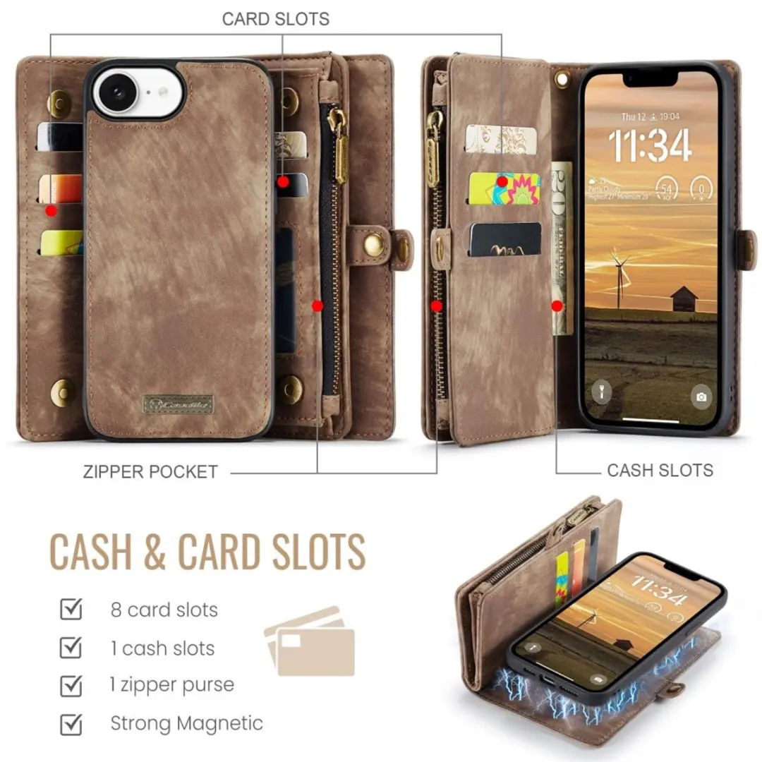 Caseme 008 iPhone Hoesje - Book Case & Portemonnee Bruin