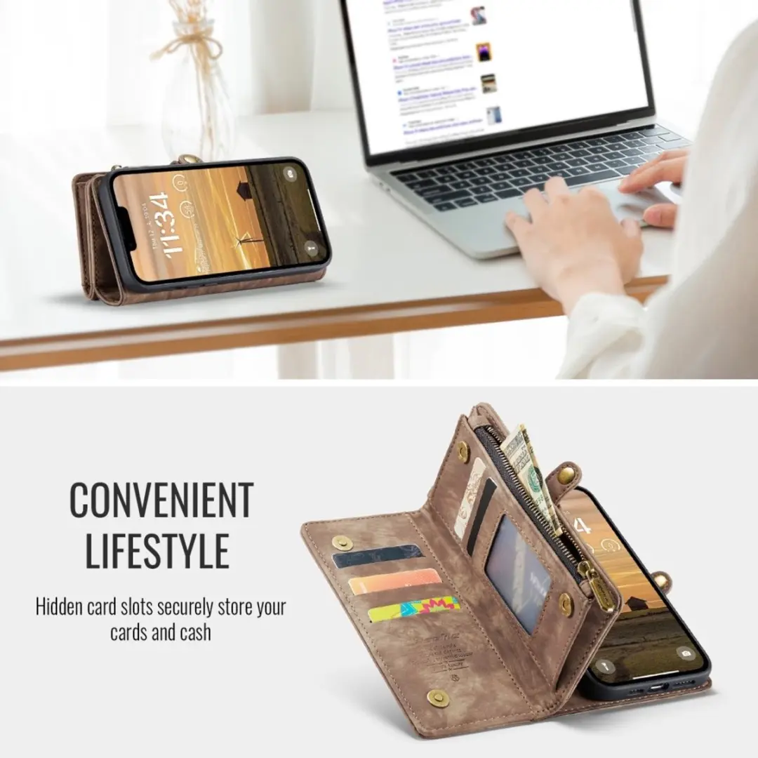 Caseme 008 iPhone Hoesje - Book Case & Portemonnee Bruin