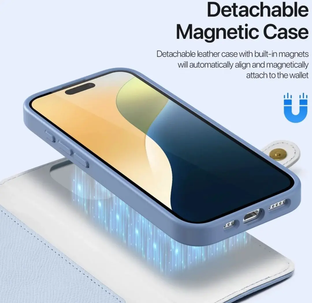 Dux Ducis Lawa Series iPhone 16 Pro Max Hoesje - Licht Blauw - 7 Pasjes