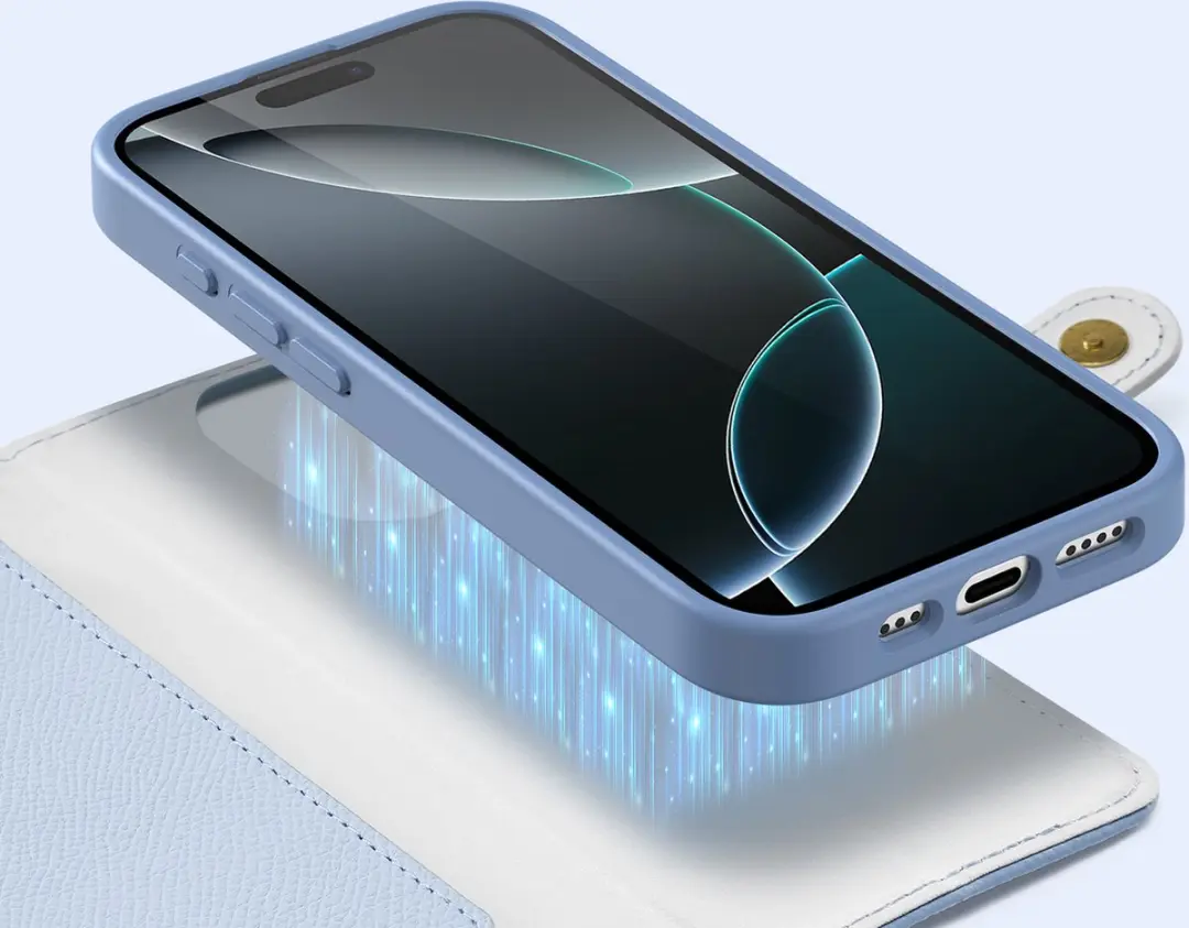 Dux Ducis Lawa Series iPhone 16 Pro Max Hoesje - Licht Blauw - 7 Pasjes