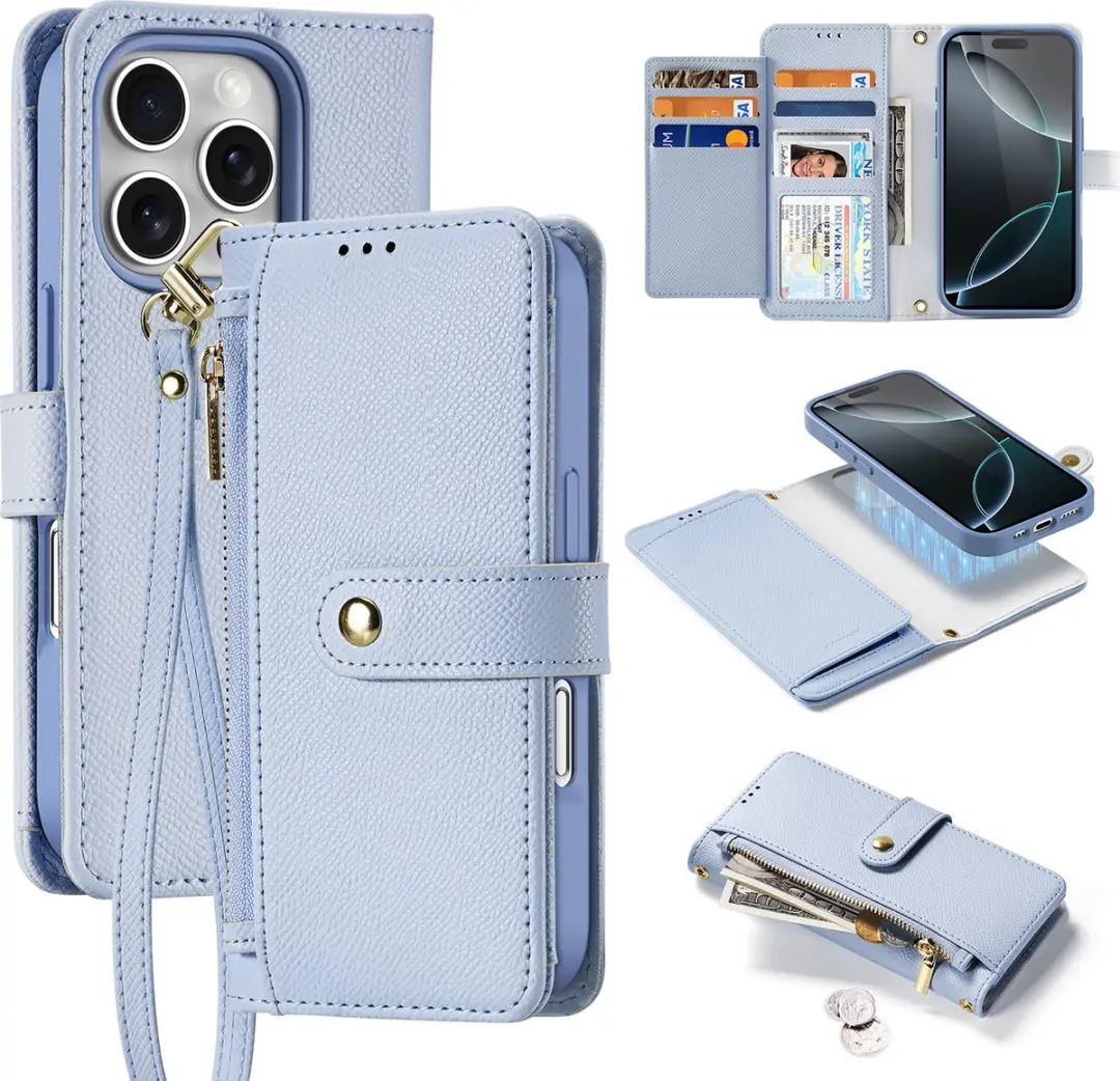 Dux Ducis Lawa Series iPhone 16 Pro Max Hoesje - Licht Blauw - 7 Pasjes