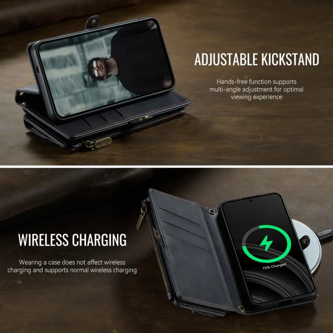 Caseme Hoesje Galaxy S25 Portemonnee - 9 Pasjes - Zwart