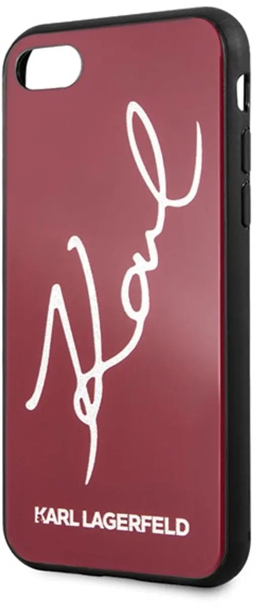 Karl Lagerfeld Signature iPhone 7 Hoesje - Rood Glitter
