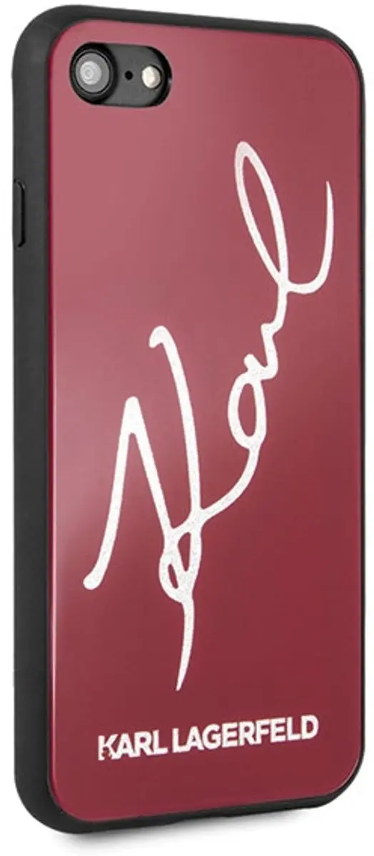 Karl Lagerfeld Signature iPhone 7 Hoesje - Rood Glitter