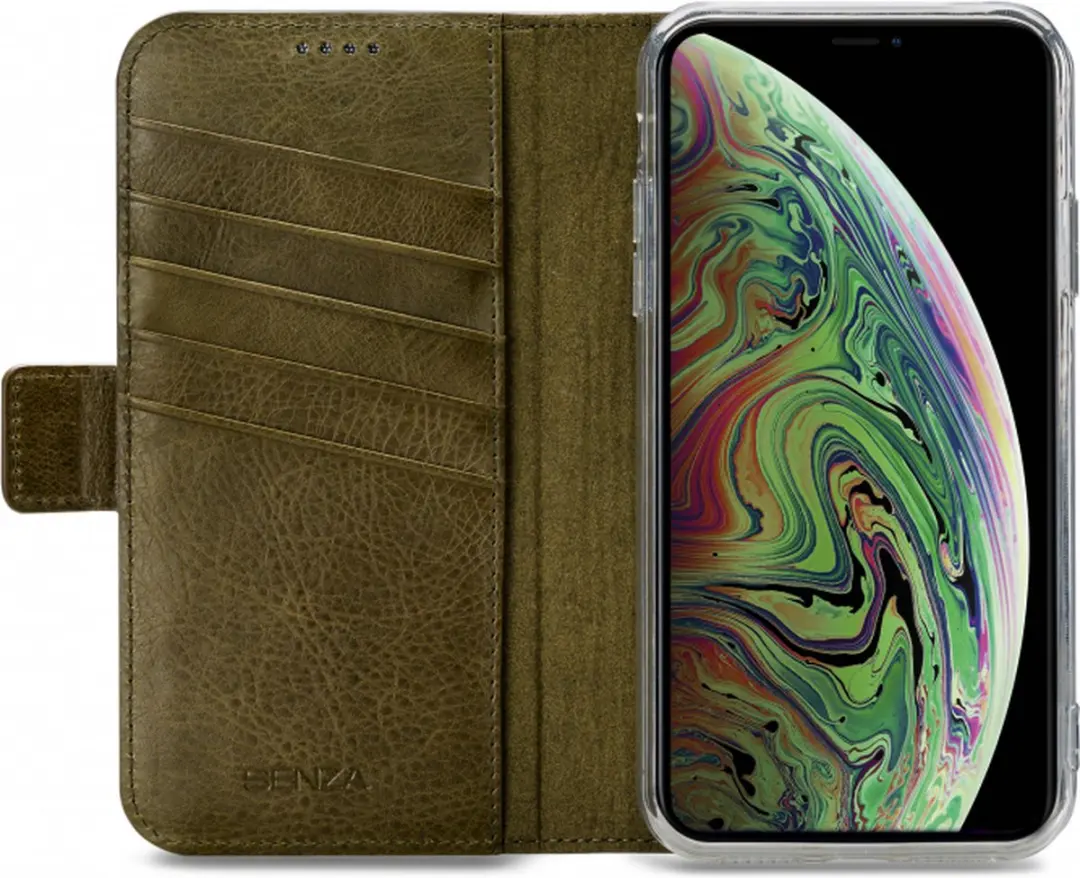 Senza Desire Bookcase Hoesje WALCS1076 - iPhone XS Max - 5 Pasjes - Burned Olive