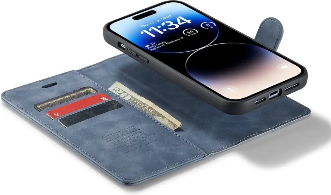 Caseme iPhone 15 Plus Bookcase Hoesje - Effen Grijs - 4 Pasjes
