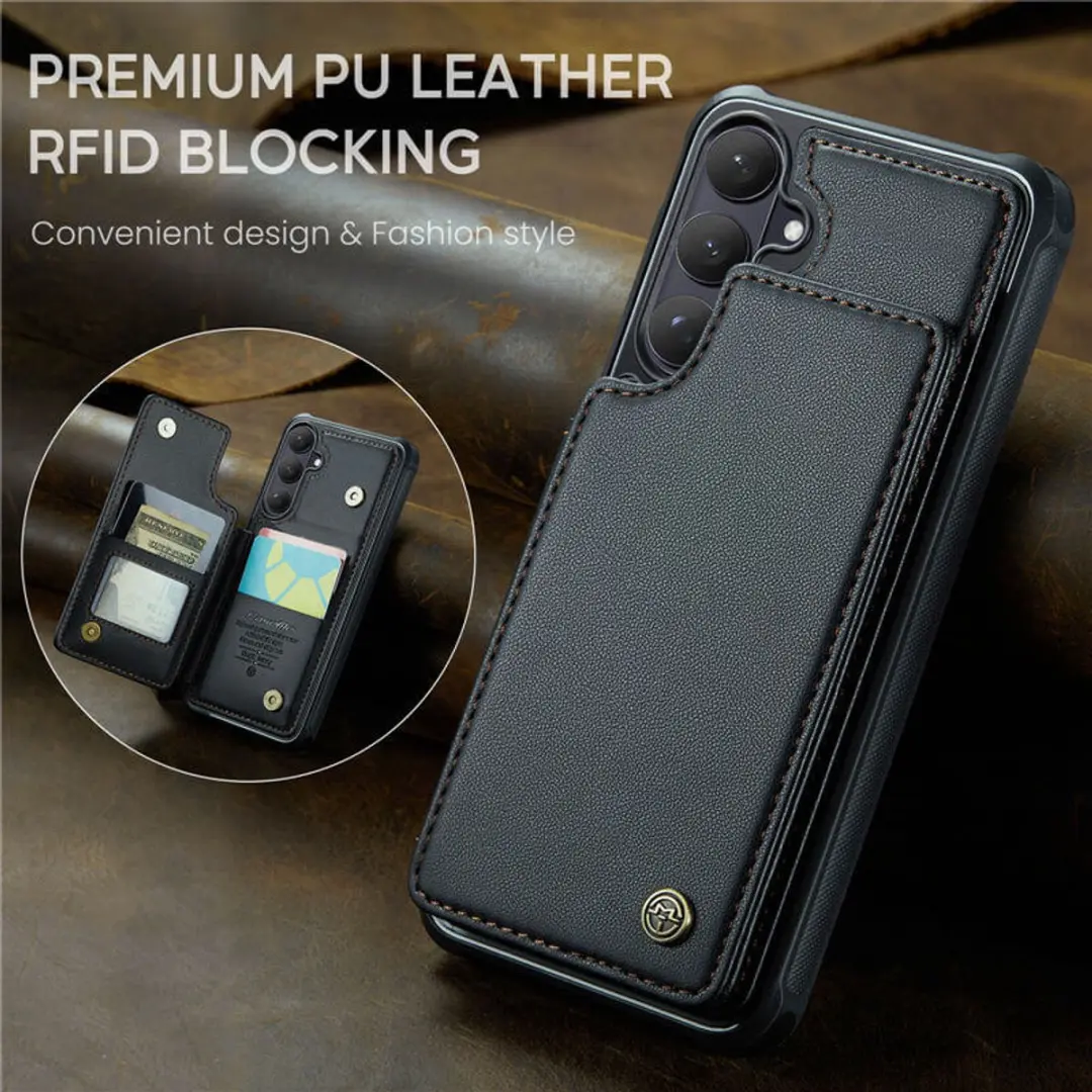 Caseme Luxe Portemonnee Backcover Galaxy S26+ - Anti-RFID - 4 Pasjes - Zwart