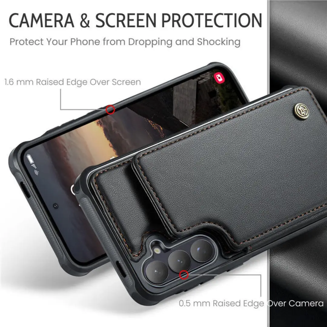 Caseme Luxe Portemonnee Backcover Galaxy S26+ - Anti-RFID - 4 Pasjes - Zwart - afbeelding 6 van 6