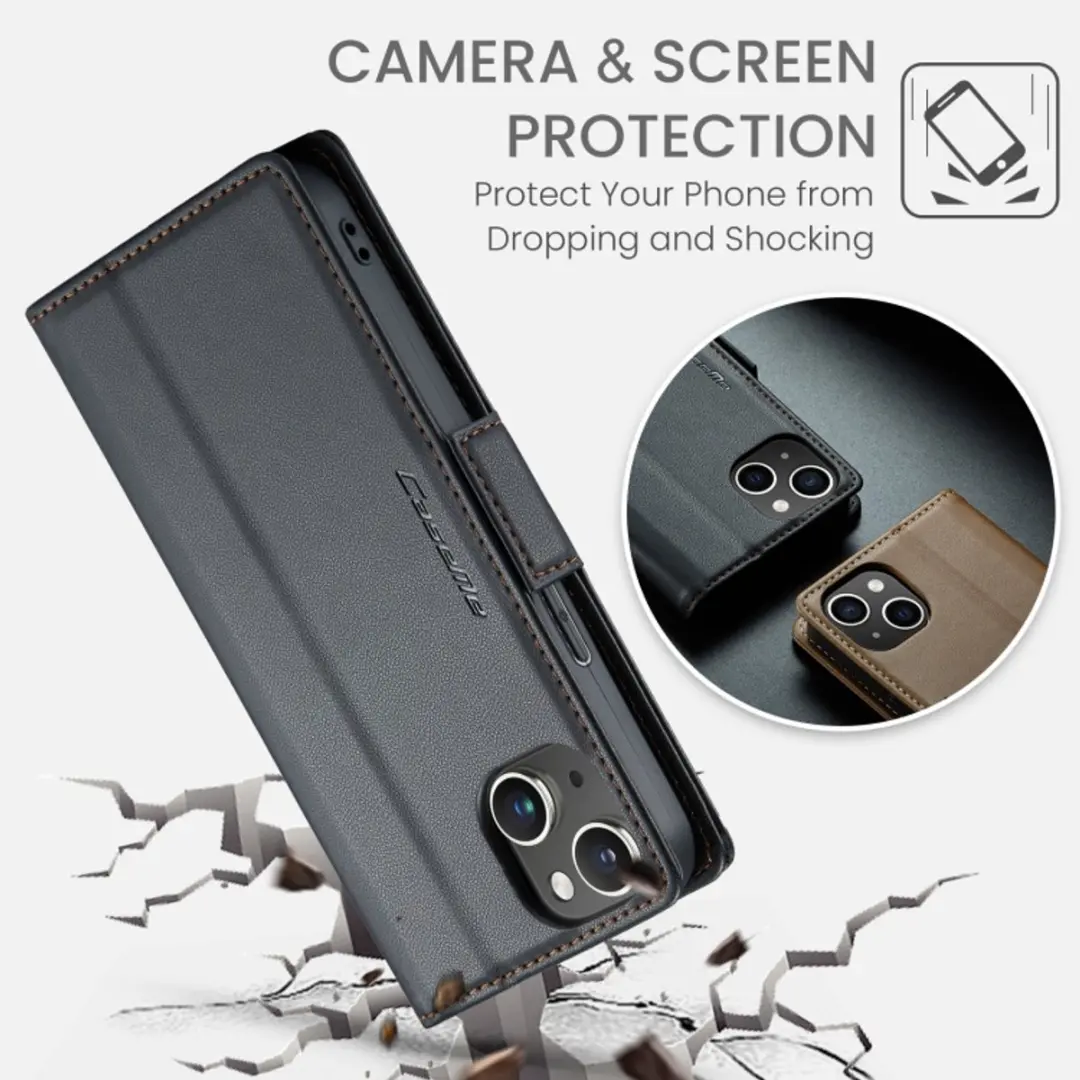 Caseme Wallet Case iPhone 15 - RFID & Magneetsluiting - 3 Pasjes - Zwart - afbeelding 6 van 6