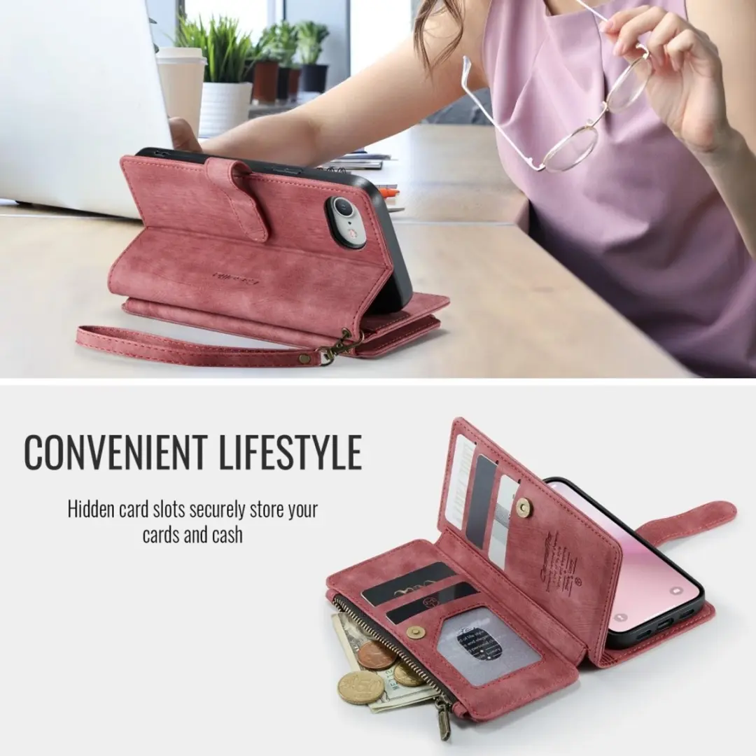 CaseMe C30 iPhone Hoesje met Portemonnee - Rood
