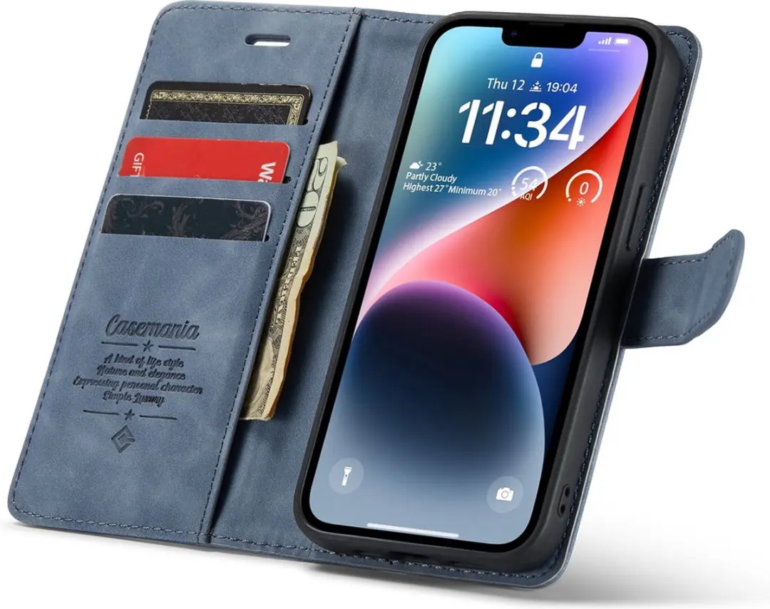 Caseme iPhone 14 Plus Bookcase Hoesje - 4 Pasjes - Grijs