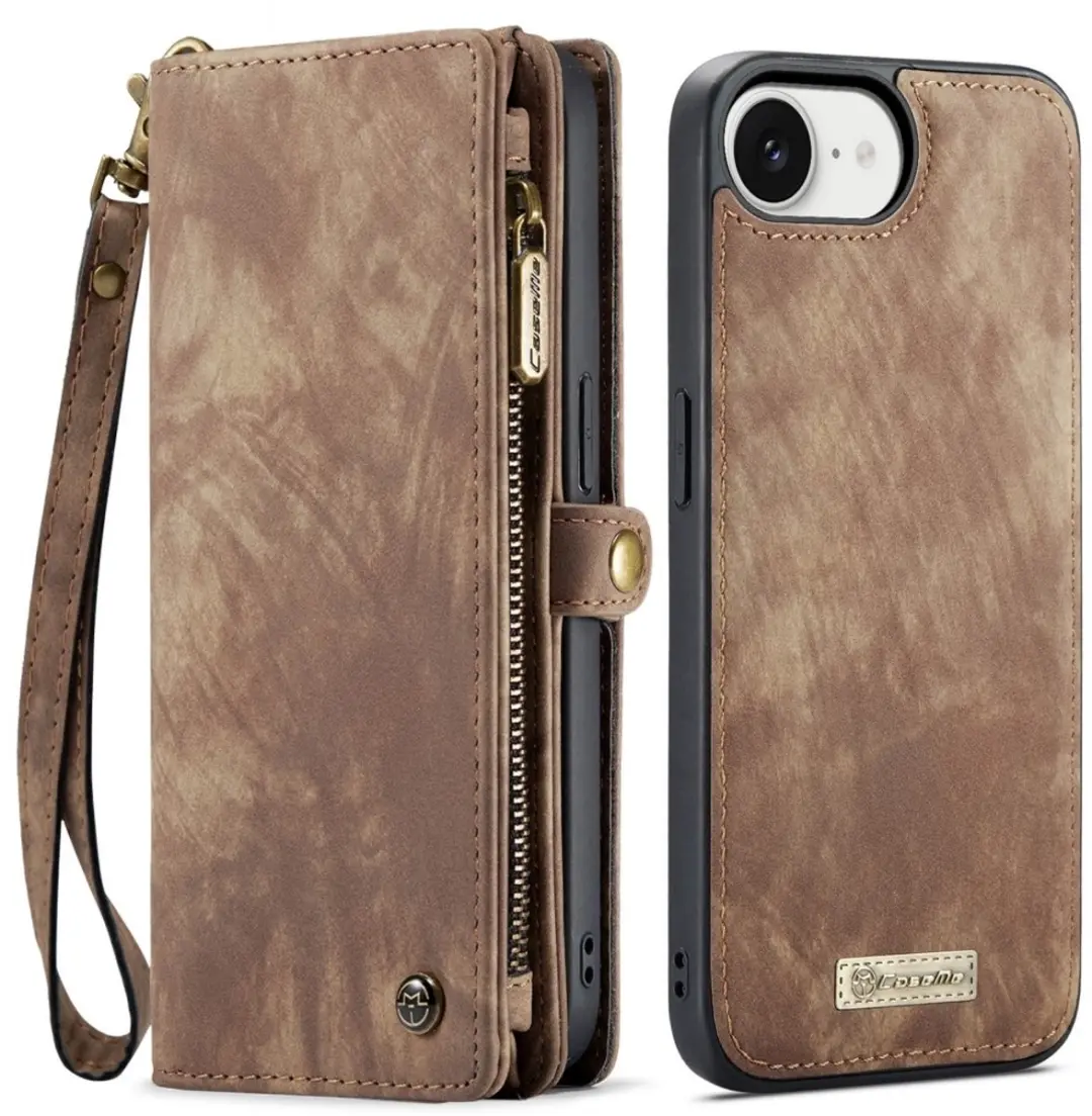 Caseme iPhone 16e Vintage Portemonnee 2-in-1 - Bruin - afbeelding 6 van 6