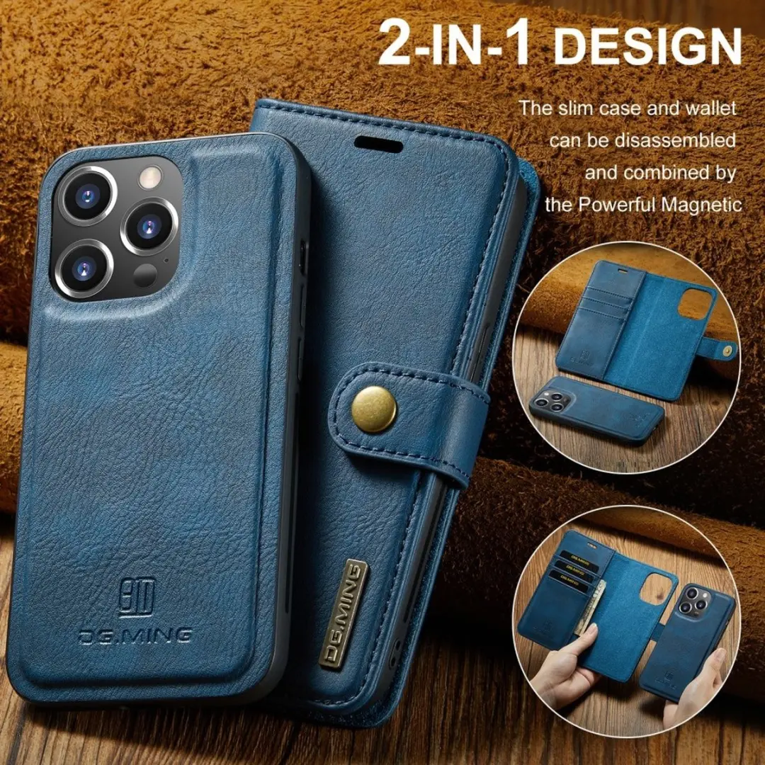 DG.MING iPhone 16 Pro Max Hoesje Blauw - 2-in-1 Book Case