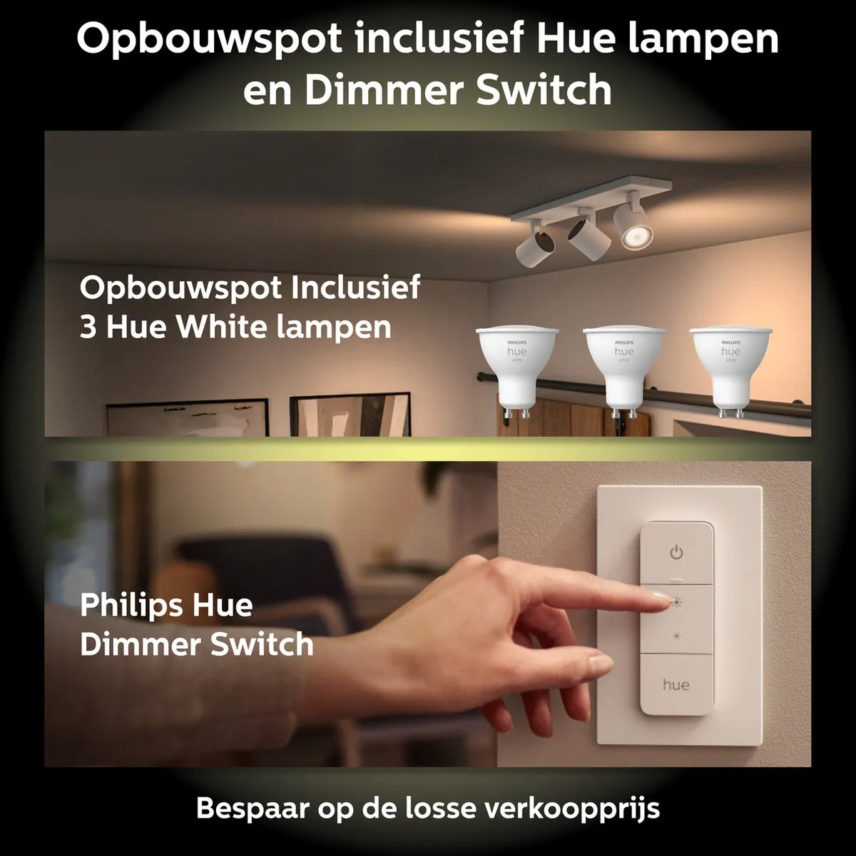 Philips Hue Runner Opbouwspot Wit - 3x GU10 Warmwit