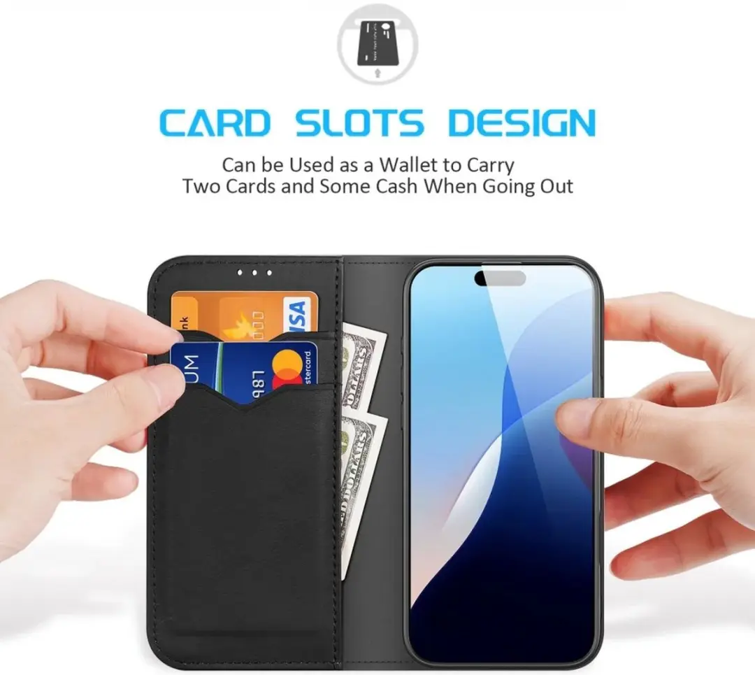 Dux Ducis Hivo Series iPhone 16 Pro Hoesje - Zwart - 3 Pasjes - afbeelding 6 van 6