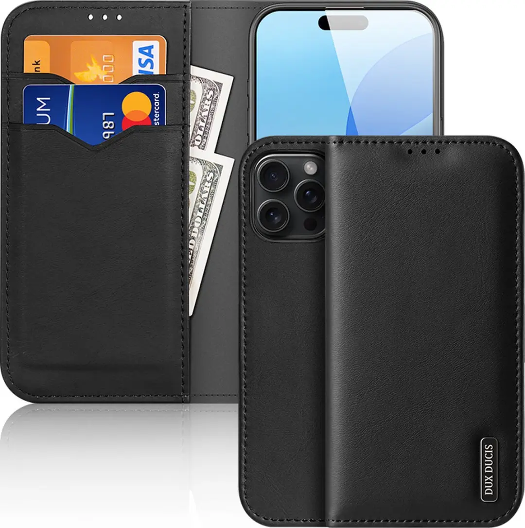 Dux Ducis Hivo Series iPhone 16 Pro Hoesje - Zwart - 3 Pasjes