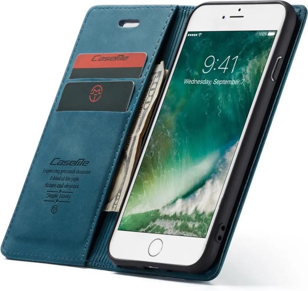 Caseme Book Case CSM-30002 iPhone Hoesje - Blauw - 2 Pasjes