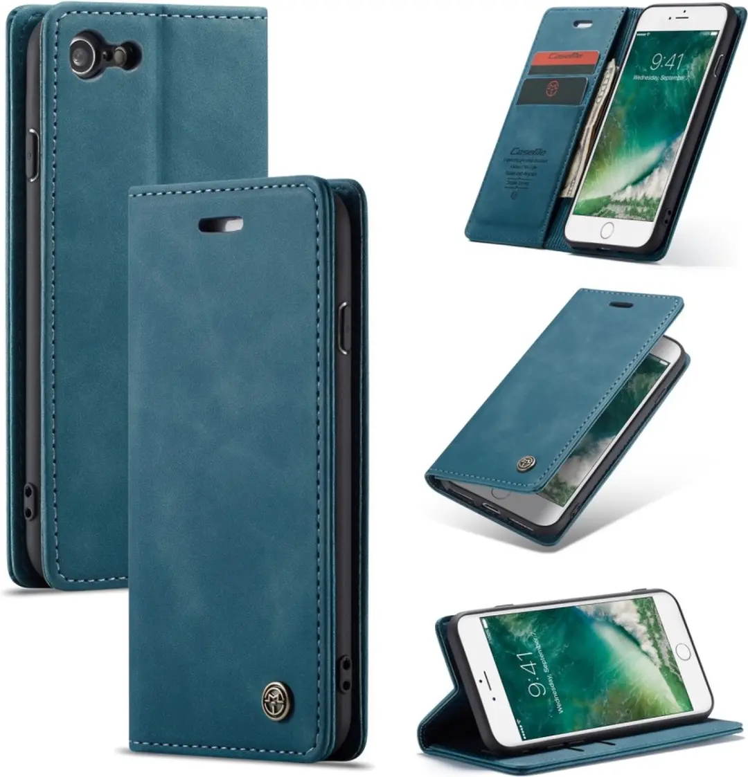 Caseme Book Case CSM-30002 iPhone Hoesje - Blauw - 2 Pasjes