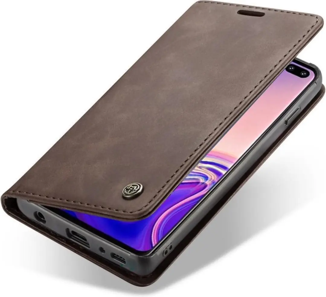 Caseme Book Case Donkerbruin - Samsung Galaxy S10 Hoesje - 2 Pasjes