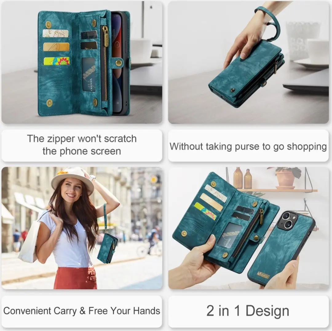 CaseMe 008 iPhone 15 Hoesje - Blauw - 8 Pasjes - afbeelding 6 van 6