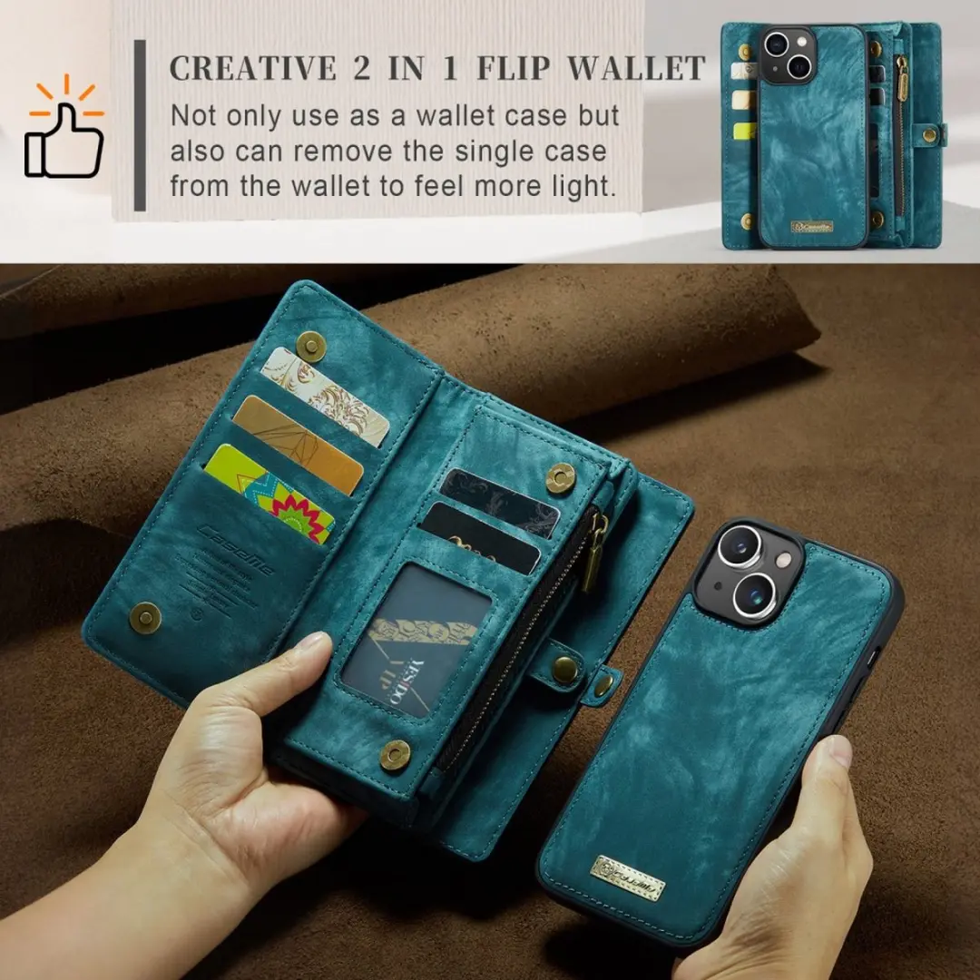 CaseMe 008 iPhone 15 Hoesje - Blauw - 8 Pasjes