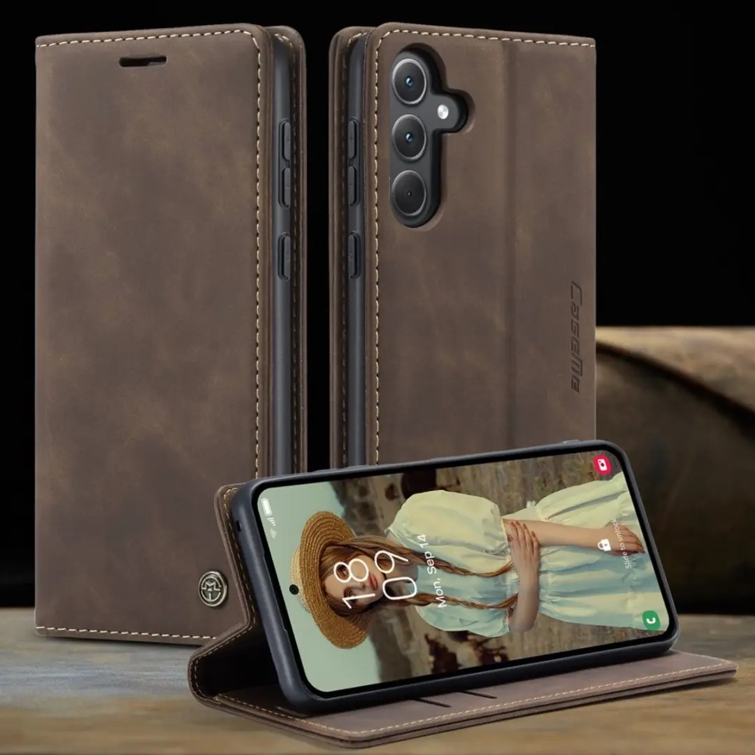 Caseme 013 Book Case Hoesje Samsung Galaxy A56 - Donkerbruin