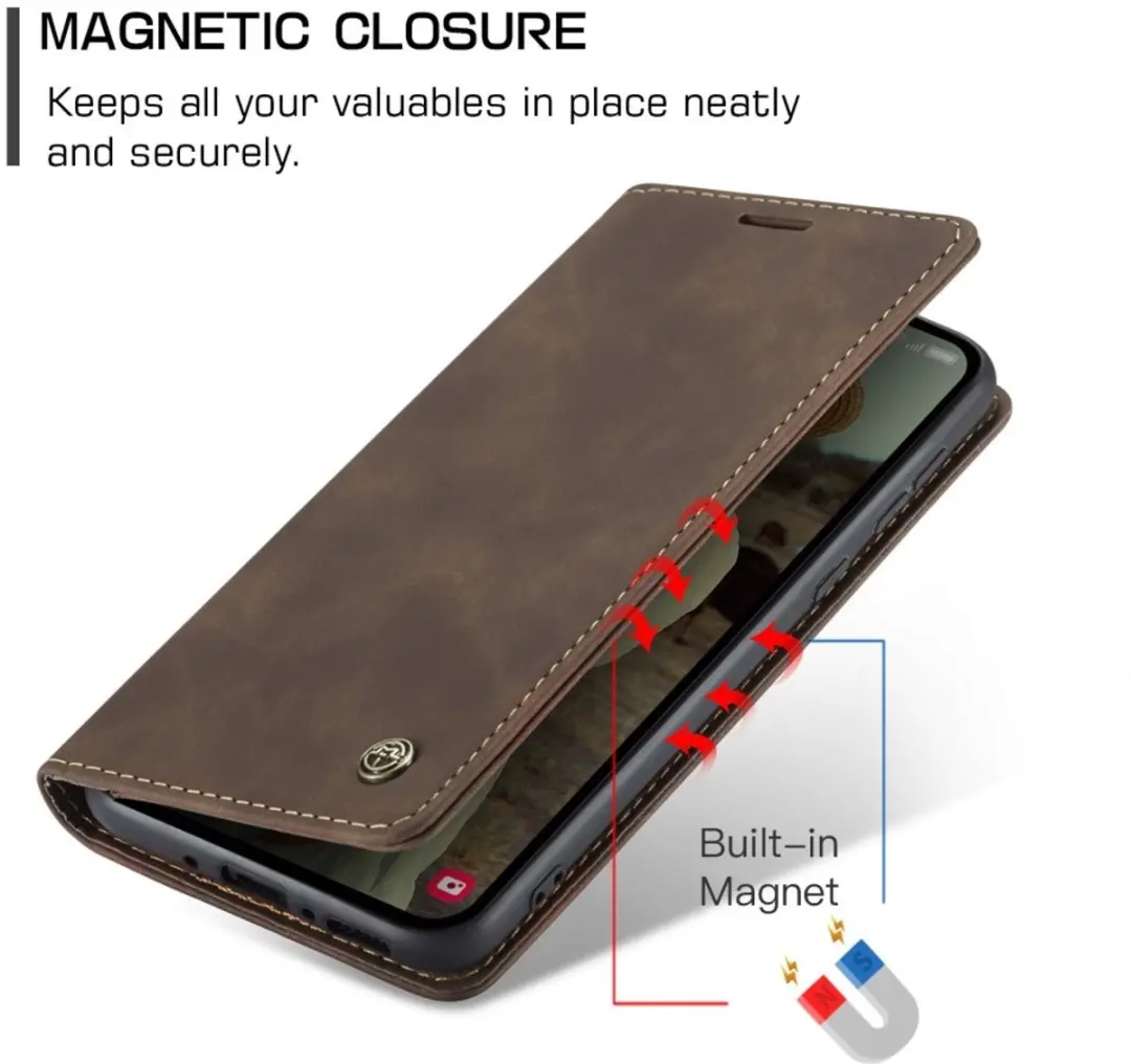 Caseme 013 Book Case Hoesje Samsung Galaxy A56 - Donkerbruin