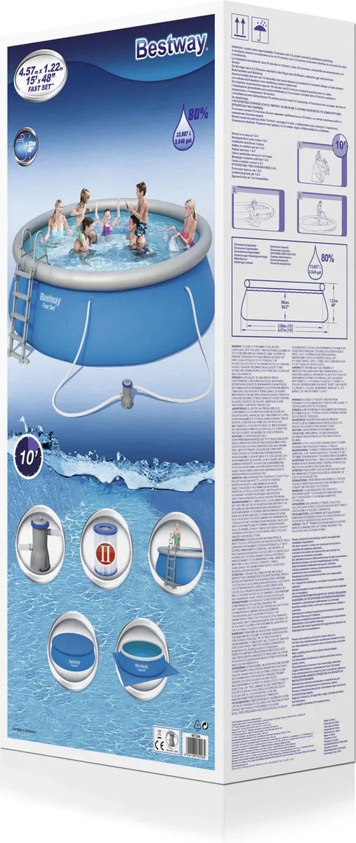 Bestway Fast Set Opblaasbaar Zwembad 457x122cm - Blauw