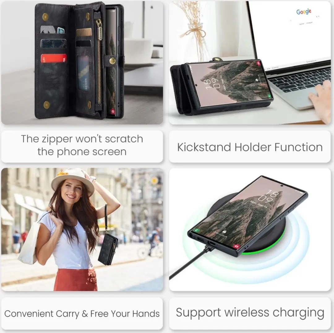 CaseMe 008 Hoesje Samsung Galaxy S25 Ultra - 8 Pasjes Zwart