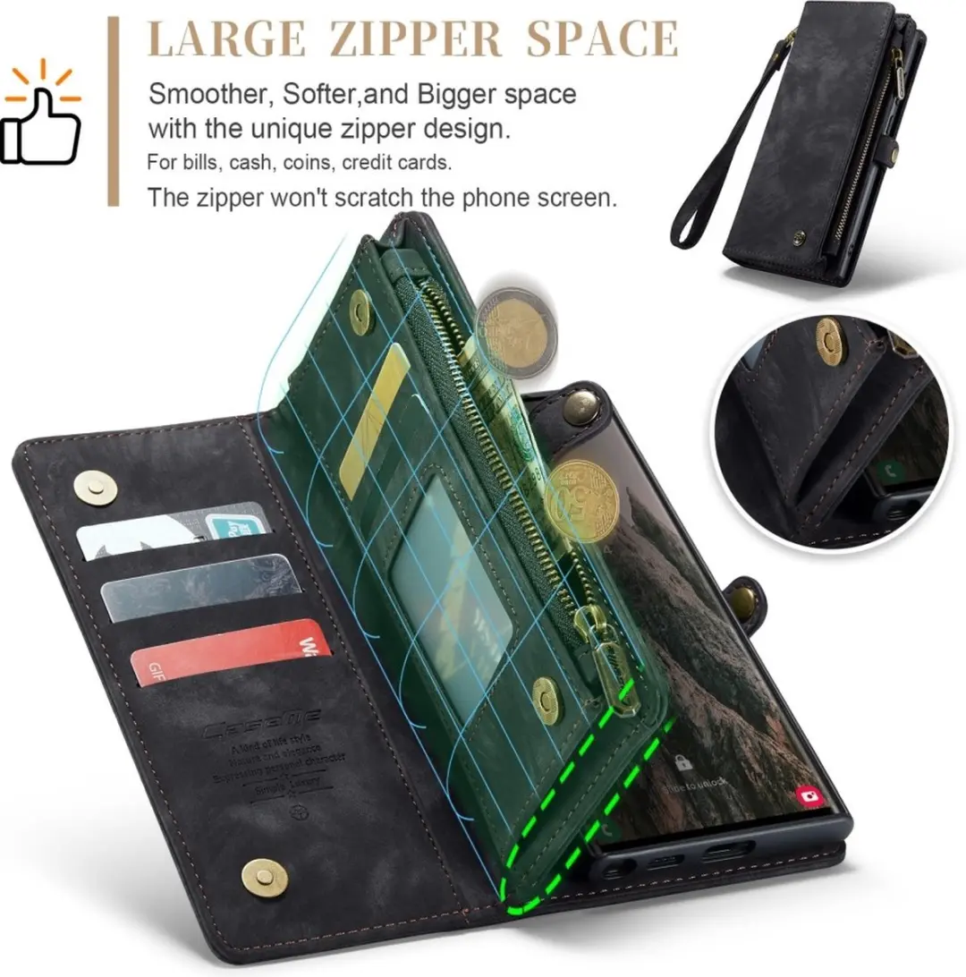 CaseMe 008 Hoesje Samsung Galaxy S25 Ultra - 8 Pasjes Zwart