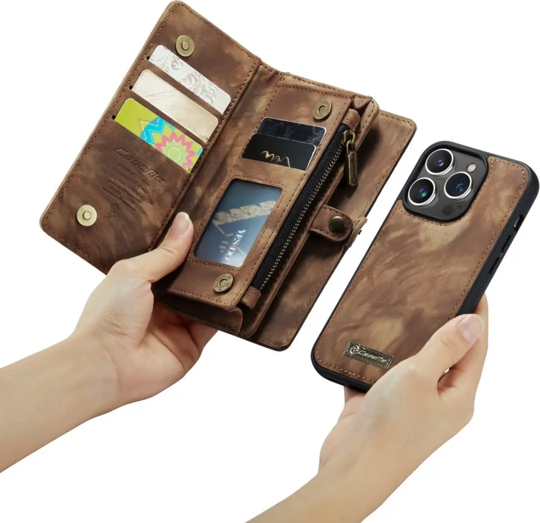 Caseme Vintage Portemonneehoesje CSM-39266 - iPhone 15 Pro - 8 Pasjes - Bruin - afbeelding 6 van 6