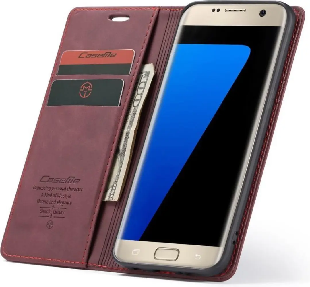 Caseme Book Case Samsung Galaxy S7 Edge - 2 Pasjes - Bordeaux