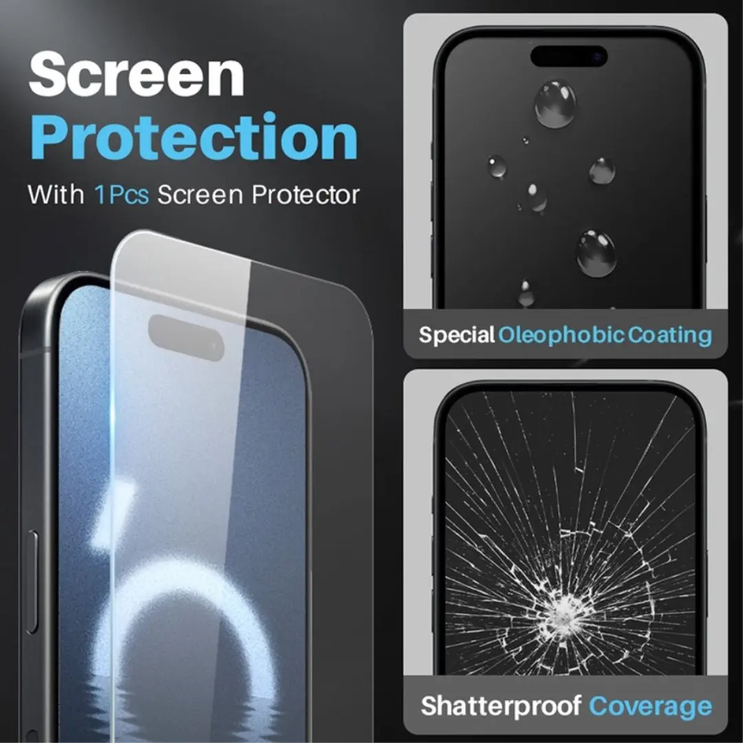 NORTHJO iPhone 16 Pro 3-in-1 Hoesje - Transparant