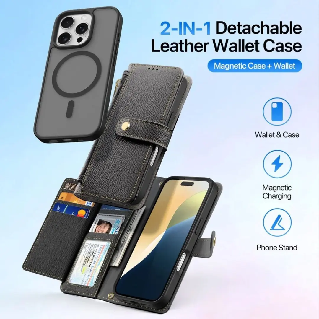 Dux Ducis Lawa Series iPhone 16 Pro Max Hoesje - 7 Pasjes - Zwart