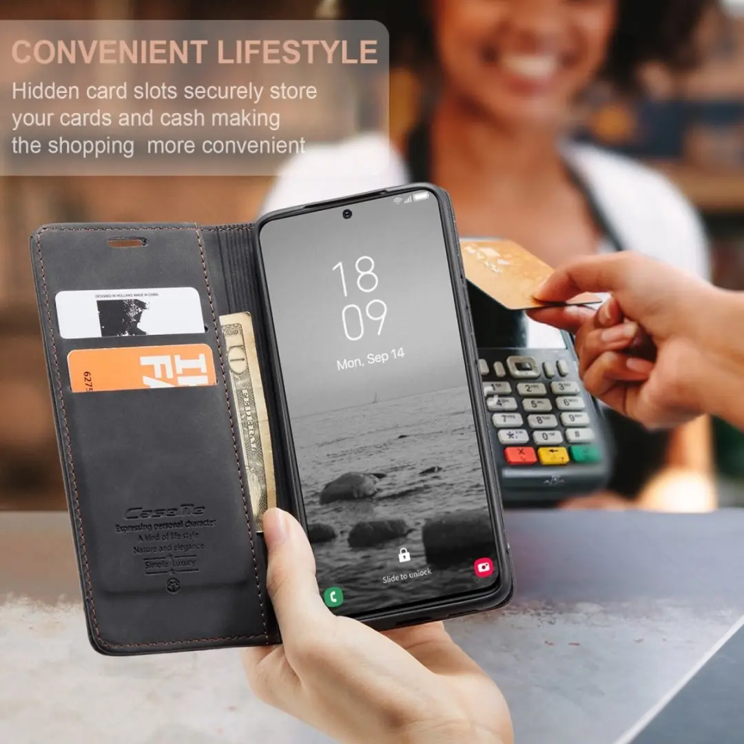 Caseme 013 Book Case Hoesje - Samsung Galaxy S23 - 2 Pasjes - Zwart