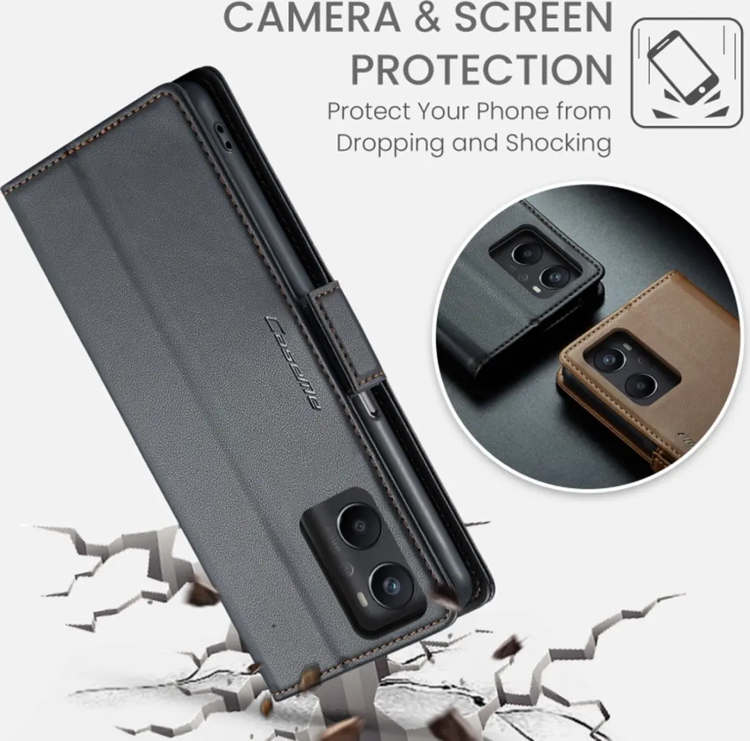 CaseMe Wallet Case OPPO A96 - RFID & Magneetsluiting - 3 Pasjes - Zwart