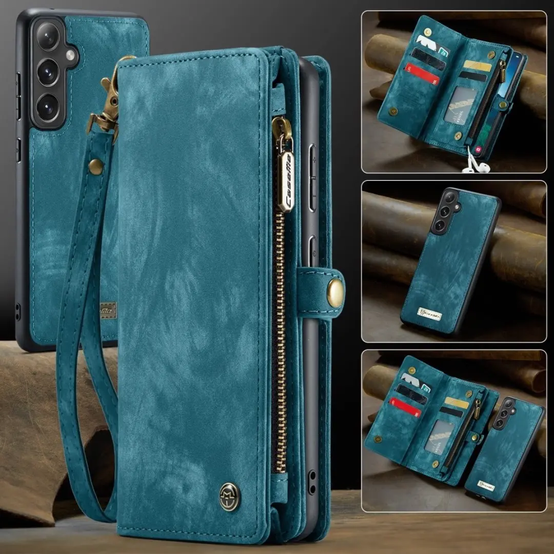 Caseme 008 Hoesje Samsung Galaxy S24 FE - Blauw - 8 Pasjes