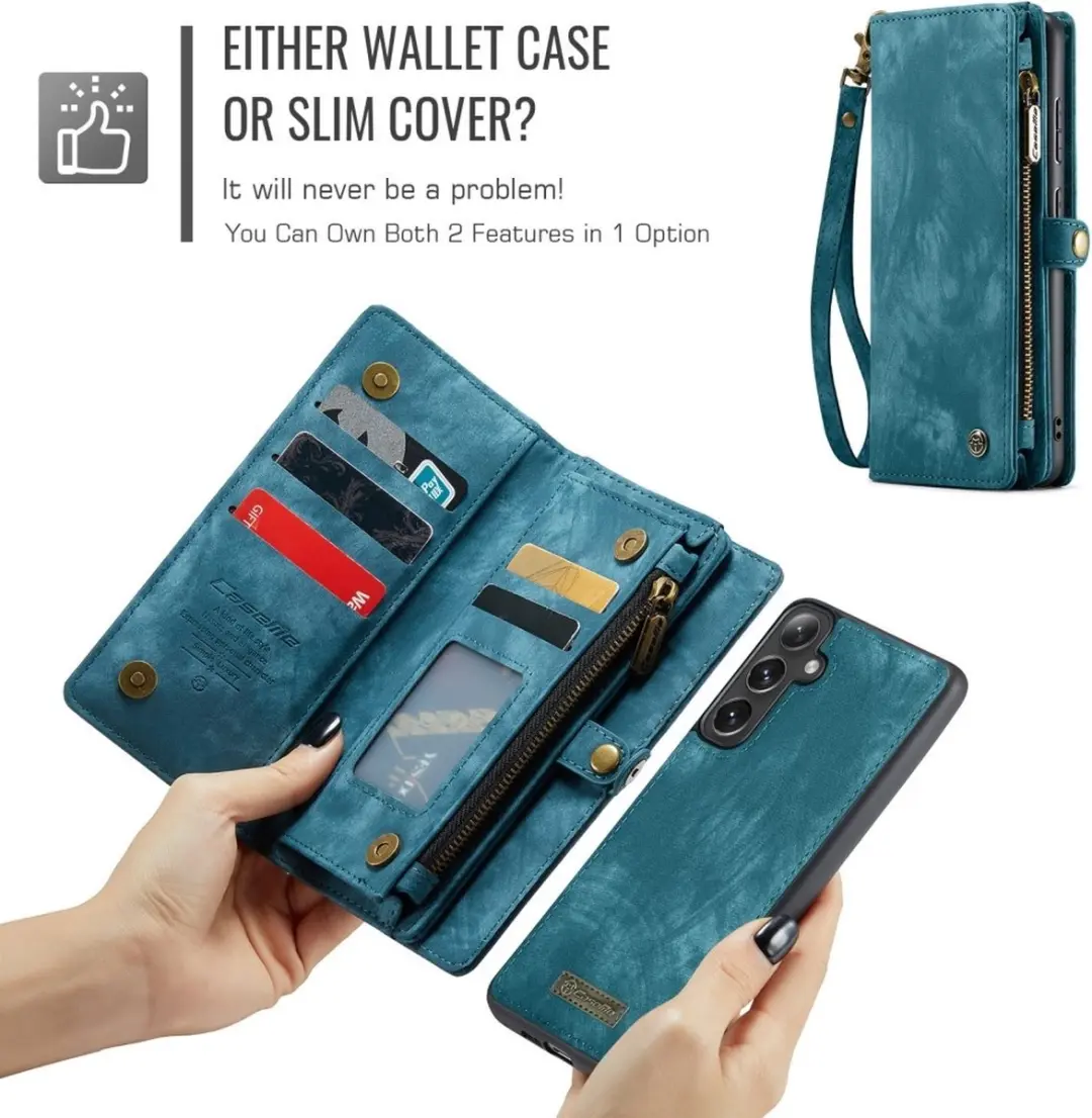 Caseme 008 Hoesje Samsung Galaxy S24 FE - Blauw - 8 Pasjes