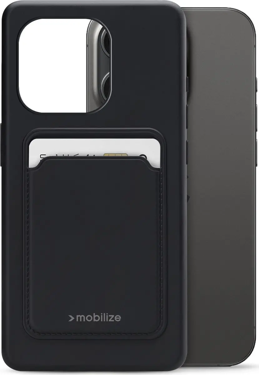 Mobilize Rubber Gelly Card iPhone 15 Pro Hoesje - Zwart - MOB-GCCMB-IPH15PRO